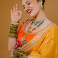Urwashi Natural Silk Handcrafted Saree in Mustard yellow