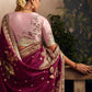 Embroidered Pure Viscose Dola Silk Purple Traditional Bridal Saree