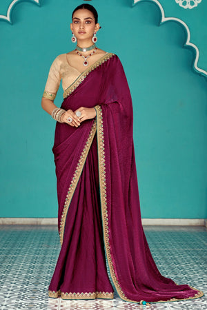 Red Crush Pure Tissue Silk Saree with Beige Blouse