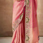 Classic Pink Dola Silk Saree with Zari & Stone Work