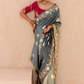 Shaded Grey Tussar Silk Saree
