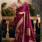 Embroidered Pure Viscose Dola Silk Purple Traditional Bridal Saree
