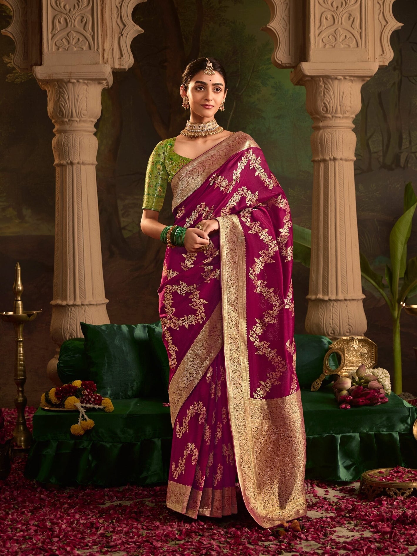 Kasumala Dola Silk Saree in Rani Pink