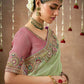 Pista Green Bridal Dola Silk Saree with Zari & Stone Work