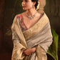 Elegant Beige Crape Dola Silk Saree