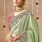 Pista Green Bridal Dola Silk Saree with Zari & Stone Work