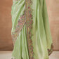 Pista Green Bridal Dola Silk Saree with Zari & Stone Work