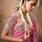 Gorgeous Pink Banarasi Saree with Multi-Color Floral Weaving &amp; Matching Pink Blouse