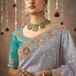 Sky Blue Bridal Dola Silk Saree with Zari & Stone Work