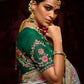 Elegant Silver Grey Banarasi Silk Saree with Red-Pink Floral Thread & Sequin Work