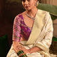 Crepe Silk Fabric Cream Color Excellent Saree