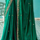Green Embroidery Pure Tissue Silk Saree with Red Blouse & Crush Fabric
