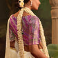 Crepe Silk Fabric Cream Color Excellent Saree