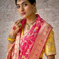 Classic Red Banarasi Silk Saree with Contrast Yellow Blouse