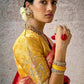 Classic Red Banarasi Silk Saree with Contrast Yellow Blouse