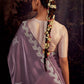 Royal Purple Silk Saree with Light Pink Contrast Blouse
