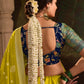 Yellow Banarasi Dola Silk Saree with Contrasting Blue Blouse