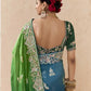 Peacock Green & Royal Blue Tussar Silk Saree