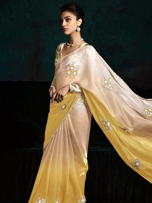 Yellow Shade Silk Saree with Designer Blouse