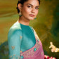 The Pink Organza saree with teal blouse