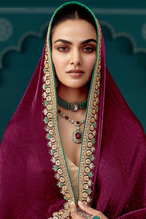 Red Crush Pure Tissue Silk Saree with Beige Blouse