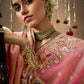 Classic Pink Dola Silk Saree with Zari & Stone Work