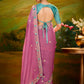 The Pink Organza saree with teal blouse