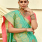 Mint Green Banarasi Silk Saree with Red Blouse