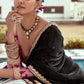 Black Tissue Silk Saree with Golden Border & Purple Blouse