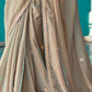 Beige Embroidery Tissue Silk Saree with Sea Green Blouse