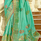 Mint Green Banarasi Silk Saree with Red Blouse