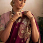 Embroidered Pure Viscose Dola Silk Purple Traditional Bridal Saree