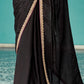 Black Tissue Silk Saree with Golden Border & Purple Blouse
