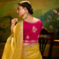 SUNSHINE ELEGANCE: YELLOW SILK SAREE WITH RED BLOUSE & COLORFUL EMBROIDERY