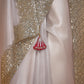 Off-White Organza Saree with Red Blouse