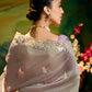 Graceful Gray Saree with Purple Blouse
