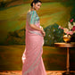 Embroidery Designer Peach Fancy Wedding Saree with Multi-Color Silk Blouse