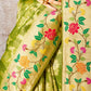Traditional Green Banarasi Silk Saree with Contrast Red Blouse