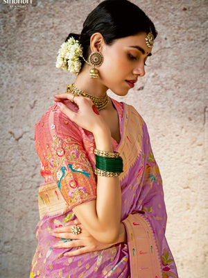 Royal Purple Banarasi Silk Saree with Traditional Zari Weaving