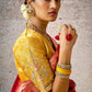 Classic Red Banarasi Silk Saree with Contrast Yellow Blouse