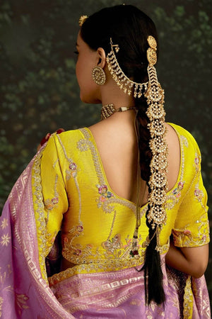 LAVENDER BANARASI DOLA SILK SAREE - Kimora.in