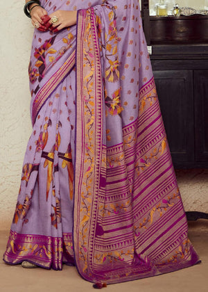 LAVENDER  BRASSO DESIGNER SOFT SILK SAREE
