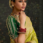 GREEN BANARASI DOLA SILK SAREE WITH EMBELLISHED BLOUSE - Kimora.in