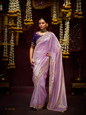 The Lavender Haze Banarasi Saree with Royal Purple Blouse