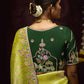 The Pista Banarasi Silk Saree & Forest Green Georgette Blouse