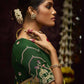 The Pista Banarasi Silk Saree & Forest Green Georgette Blouse