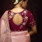 The Blossom Pink Banarasi Saree with Maroon Reverie Blouse