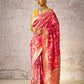 Classic Red Banarasi Silk Saree with Contrast Yellow Blouse