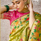 Traditional Green Banarasi Silk Saree with Contrast Red Blouse