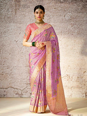Royal Purple Banarasi Silk Saree with Traditional Zari Weaving